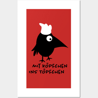 Funny raven as a cook Posters and Art